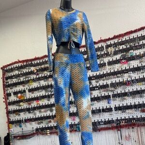 Love J Blue and Brown Patterned Jumpsuit